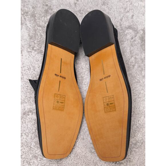 Dolce Vita Beny Black Onyx Leather Snake Print Loafers Womens Size 9 NEW - Picture 6 of 13